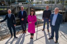 L-R - Paddy Harney (Charles Brand), Niall McGill (Charles Brand), Minister Nicola Mallon, Owen McGivern (DFi Rivers) Alan Vennard (Atkins)