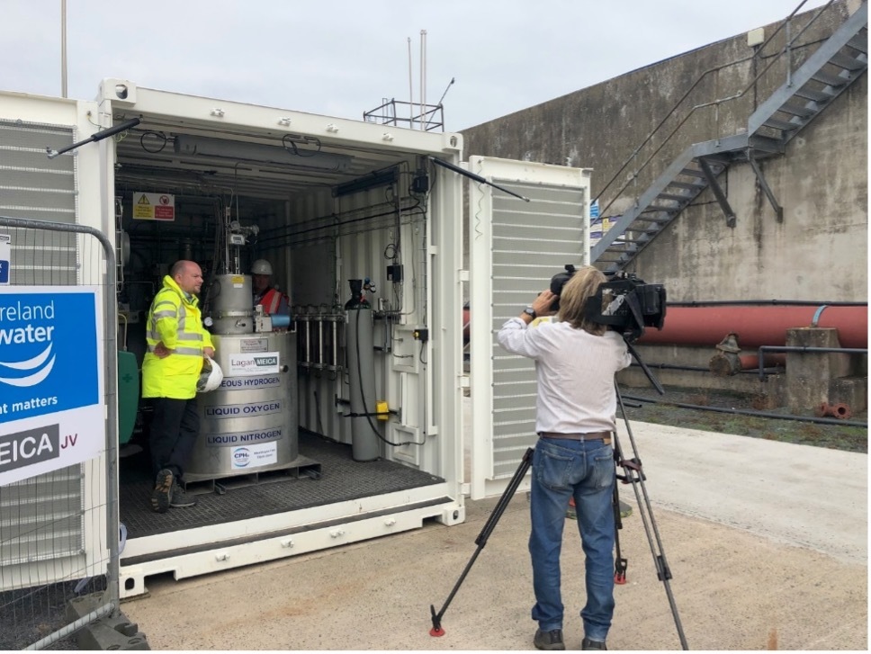 UTV Film Crew at Kinnegar WWTW for launch of NI Water Power of Water programme 1